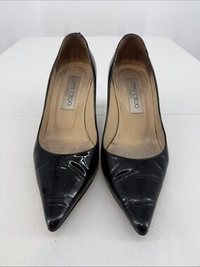 Jimmy Choo Black Patent Pointed-Toe Pumps